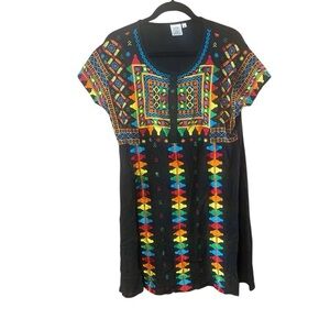 Durga Embroidered Black Tunic Dress